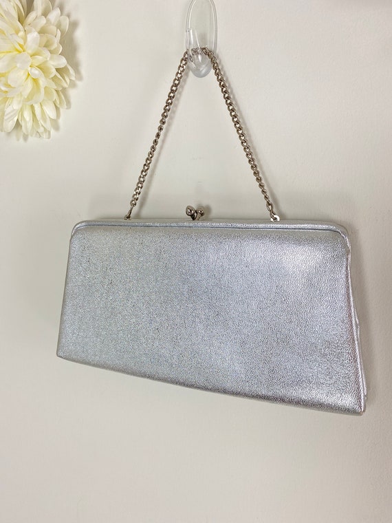 1950s 60s Evening Clutch Purse Zilver Metallic Avondtas met - Etsy