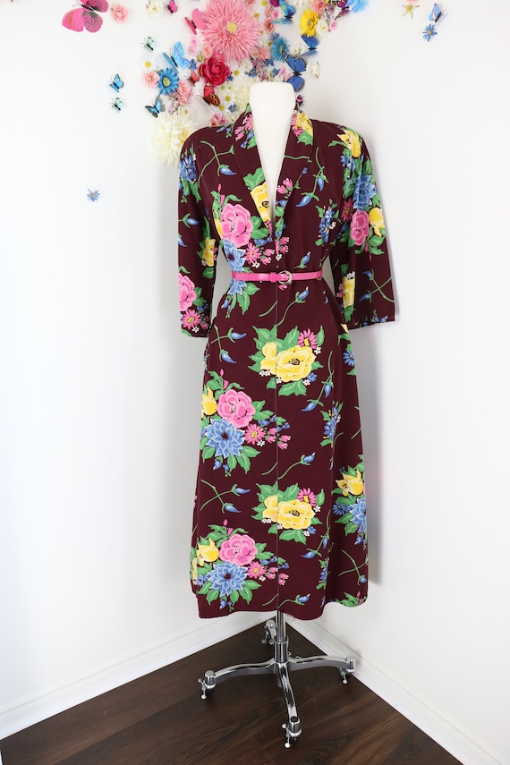 Vintage 30s 40s Floral Shift Dress Caftan - House