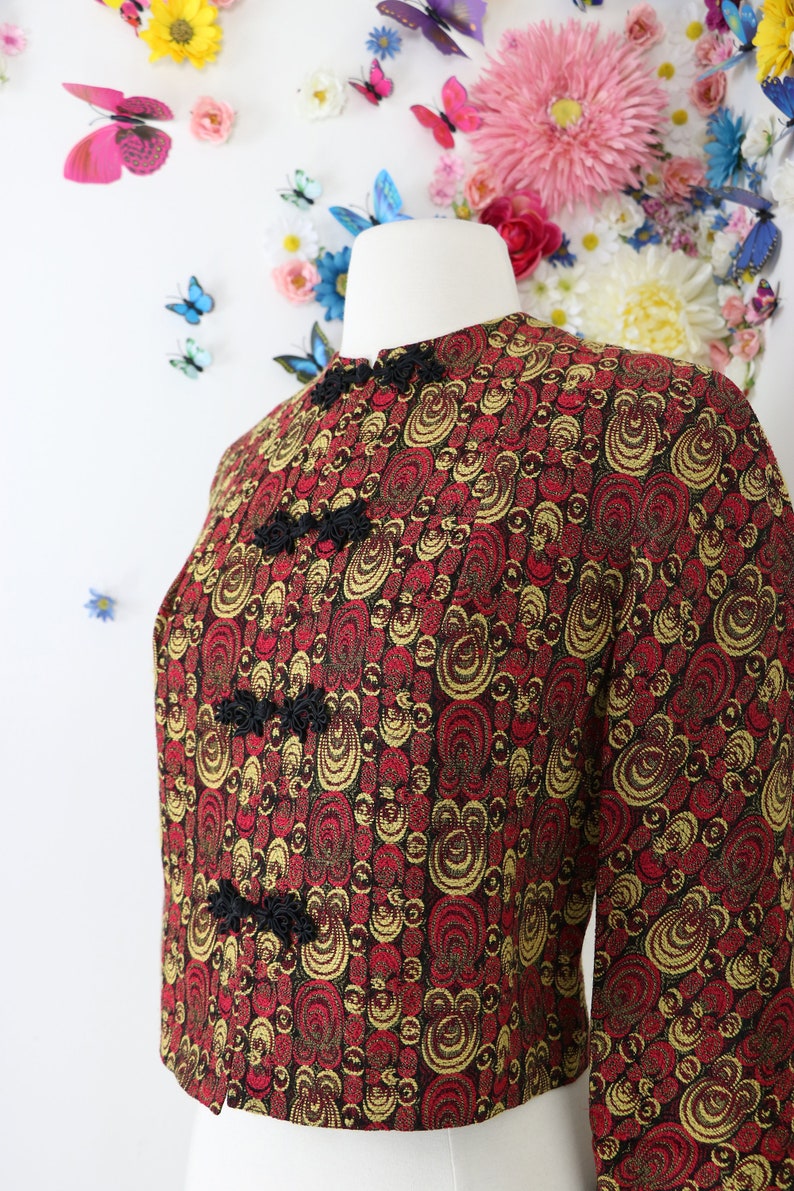 1980s Chinese Asian Jacket Cropped 3/4 Sleeve Frog Clasp - Etsy