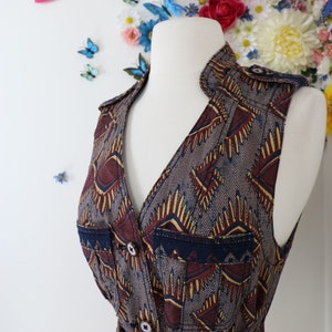 Vintage Vest ANTHROPOLOGIE ELEVENSES Safari Vest Jacket Tribal Print Fall Vest Jacket Businesscore Boho Vest - Small image 6