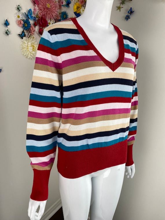 TOMMY HILFIGER Rainbow Striped Knit Pullover Top … - image 4