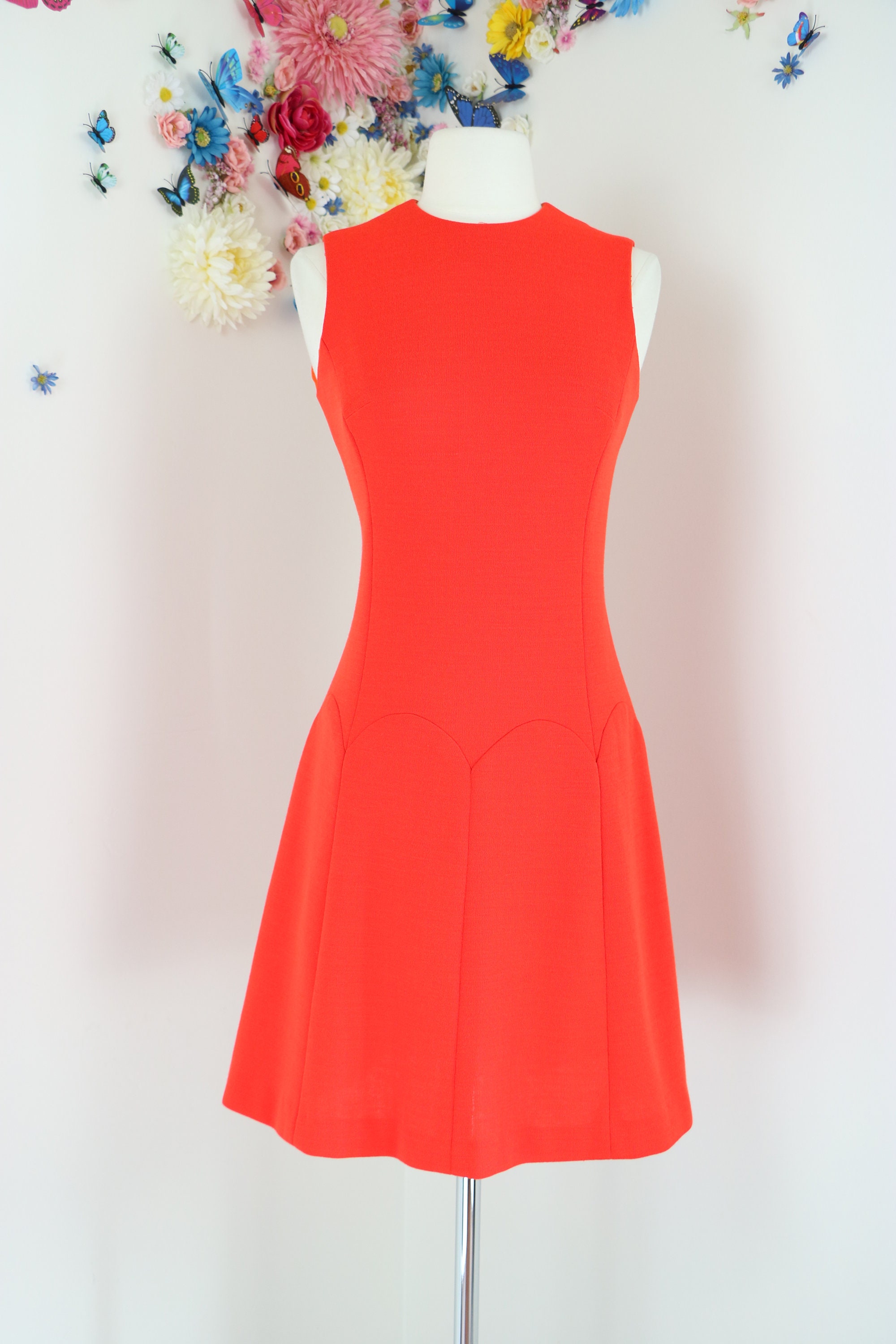 Vintage 1950 60s Orange Fit & Flare Knit Dress Scalloped | Etsy