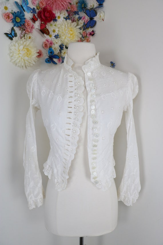 Antique Victorian Edwardian White Cotton Lace Bodi