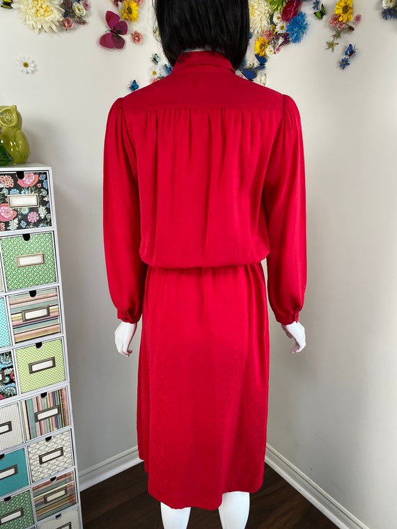 90s Red Silk Shirt Dress With Pockets - Vintage 1… - image 9