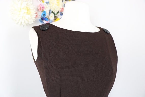 Vintage 1940s 50s Peplum Wiggle Dress - Dark Brow… - image 4