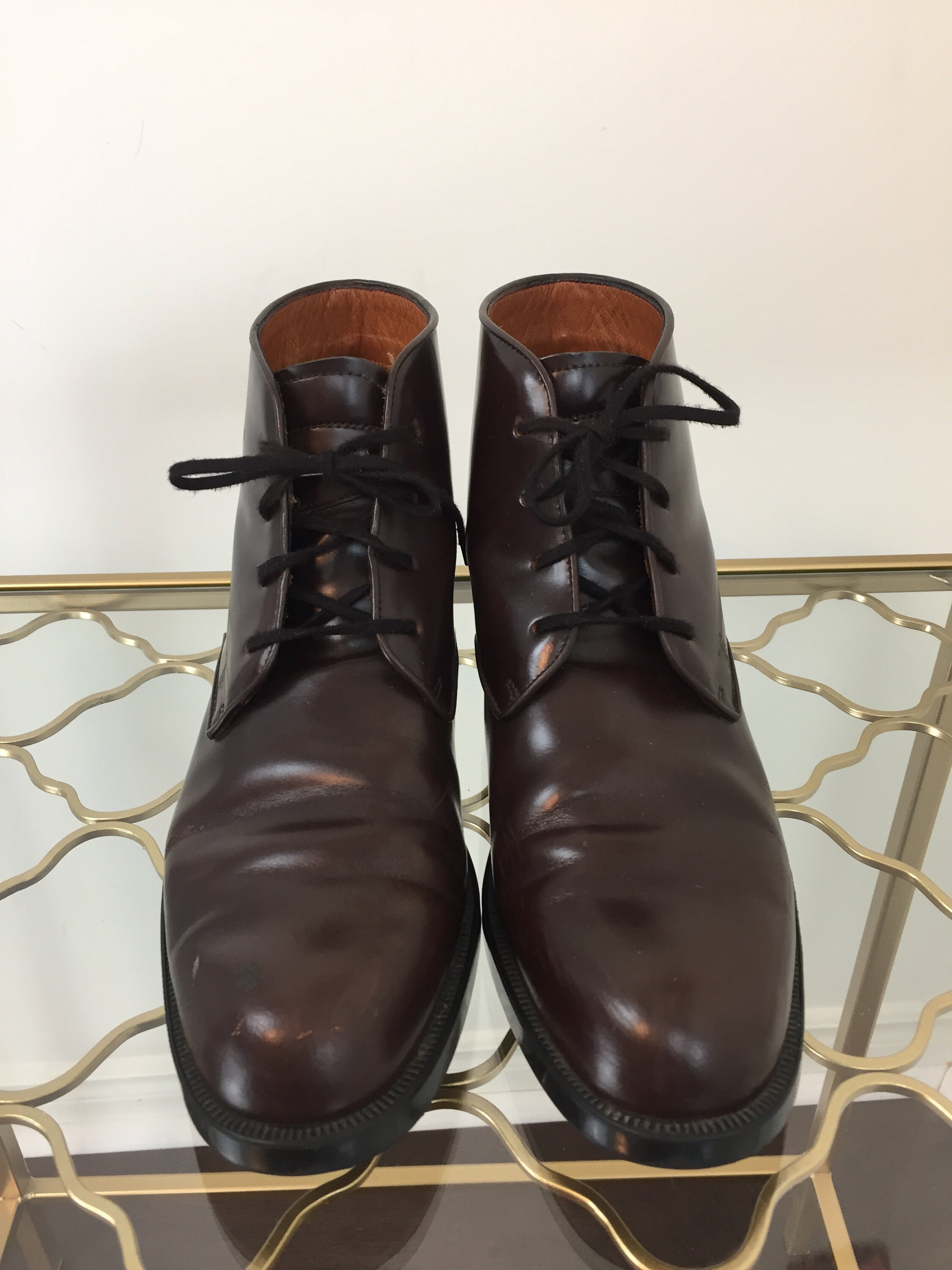 Buy Vintage Tod s Lace up Dark Brown Leather Ankle Boots Designer