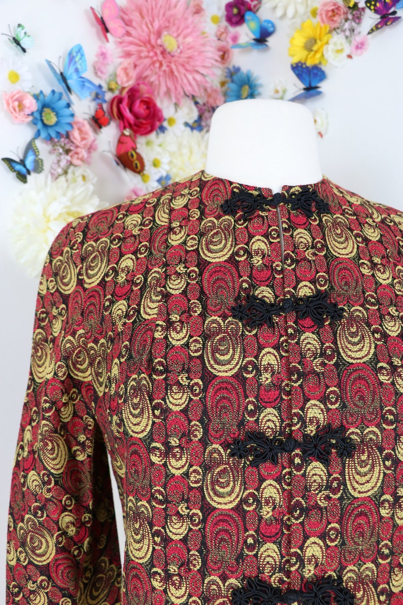 1980s Chinese Asian Jacket Cropped 3/4 Sleeve Frog Clasp - Etsy