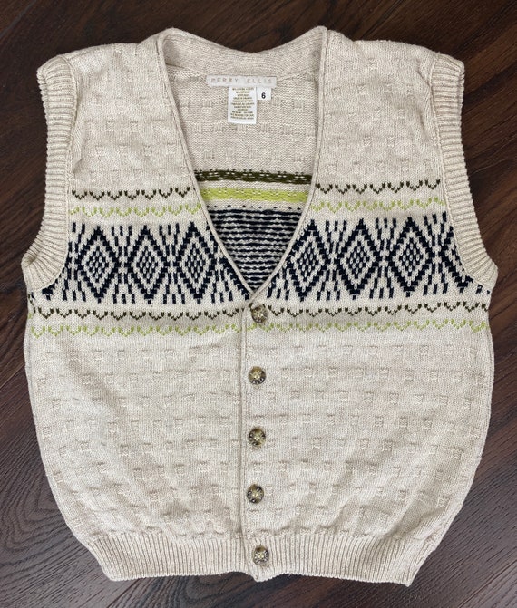 90s Fair Isle Knit Sweater Vest Waistcoat - Vinta… - image 1