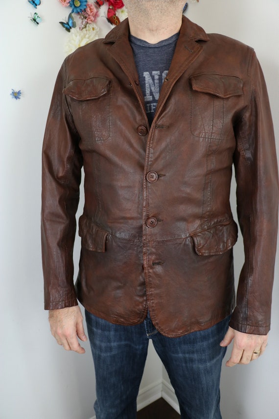 Leather safari jacket clearance mens