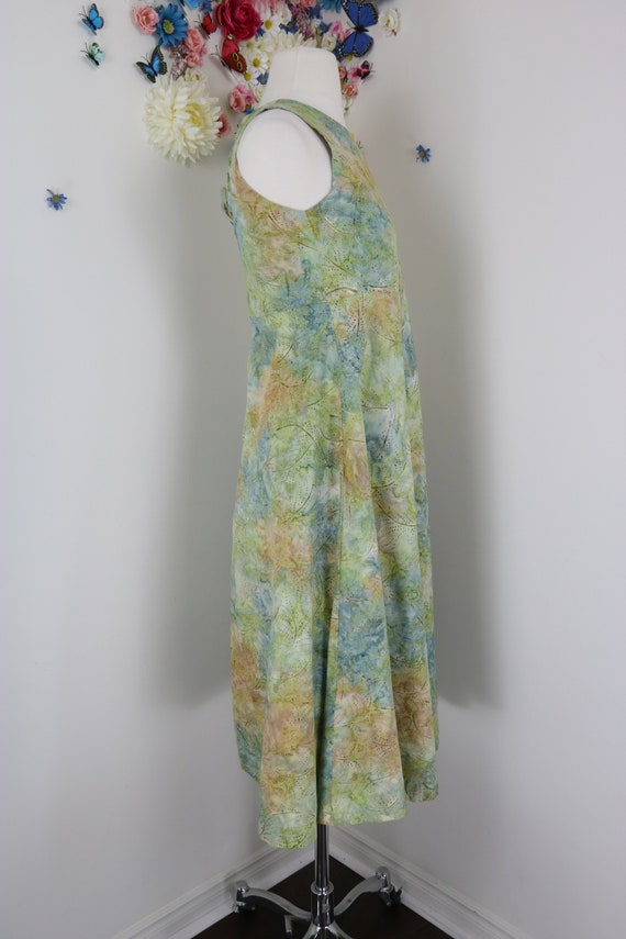 1970s Vintage Cotton Midi Dress - XS/S - Watercol… - image 5