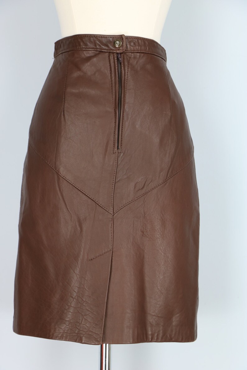 1980's Skirt Brown Leather Pencil Skirt Vintage Dark | Etsy