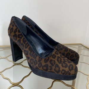 STUART WEITZMAN Leopard Platform Pumps Cheetah Pony Hair High Heels - US 6.5