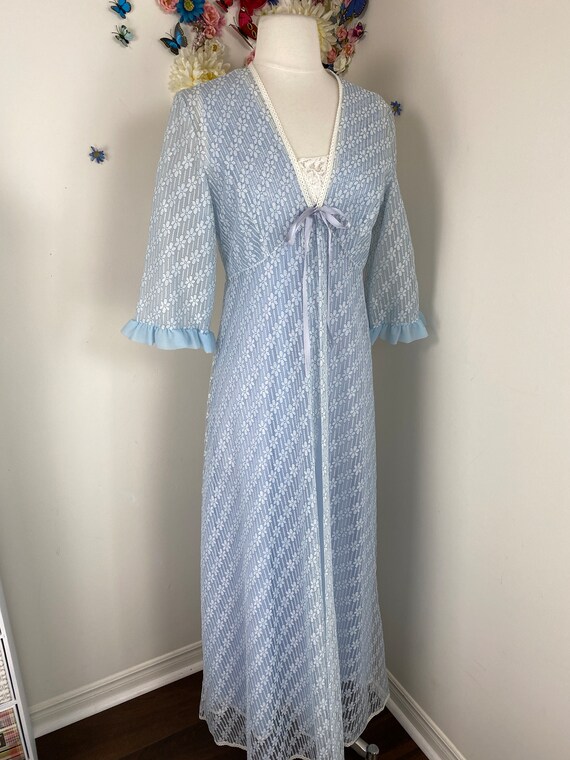 Lace Peignoir Nightgown Lingerie Robe Set - Vinta… - image 7
