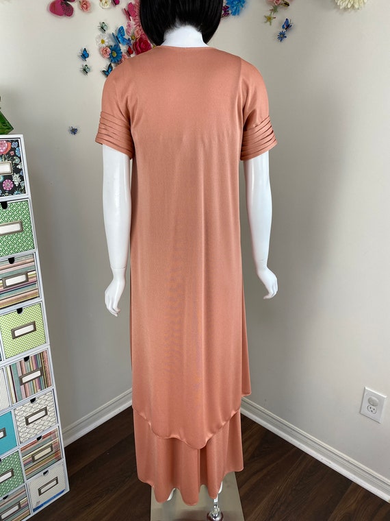 70s Dusty Rose Peach Maxi Dress With Duster Jacke… - image 8