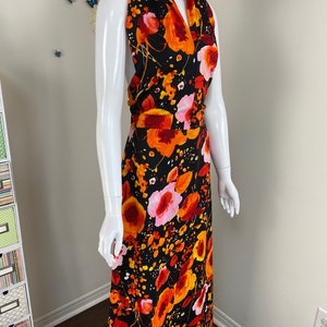 70s Floral Halter Maxi Dress By WMG Junior Original Vintage 1970s Hostess Evening Cocktail Party Summer Garden Party Dress XS image 5