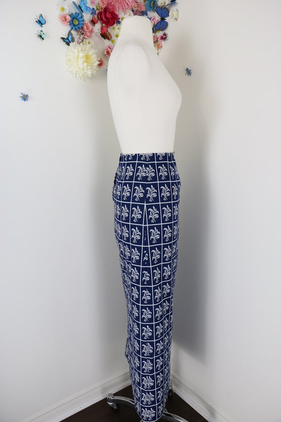 Vintage 60s 70s Maxi Prairie Skirt - 1970s Blue W… - image 9