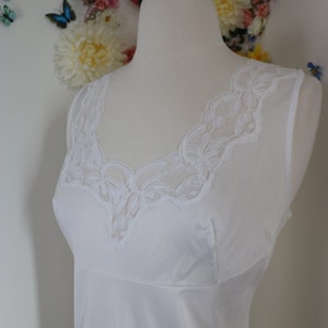 Vintage White Dress Slip Lace Trim Lingerie INFIDELE Undergarment - L