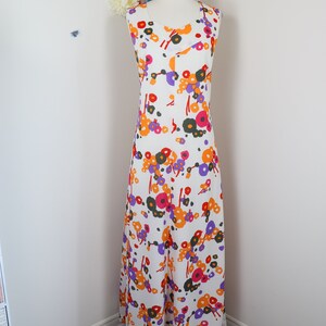 70s Abstract Floral Maxi Dress Vintage 1970s Boho Summer Maxi Dress L/XL image 3