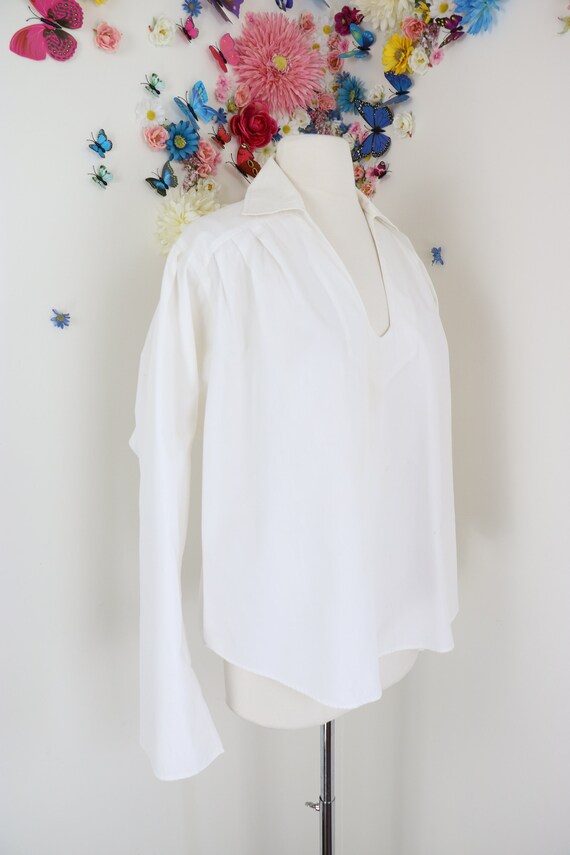 Vintage EMMANUELLE KHAHN White Cotton Peasant Blo… - image 5