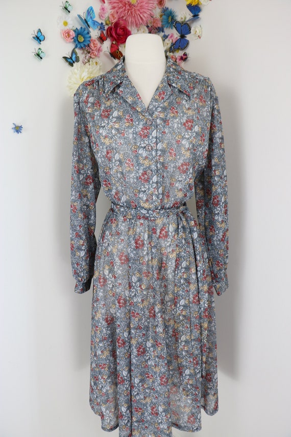 Vintage 70s Floral Secretary Day Dress - 1970s Ba… - image 5