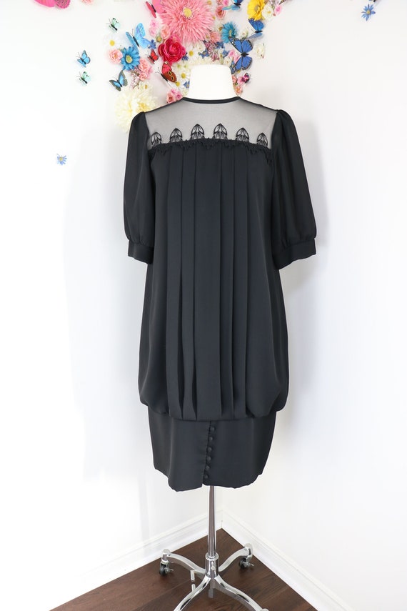 Vintage 80s Does 20s Black Evening Dress - Vintag… - image 1