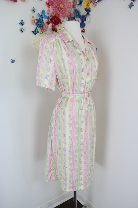 Vintage 70s Floral Pastel Day Dress - Large/XL St… - image 7