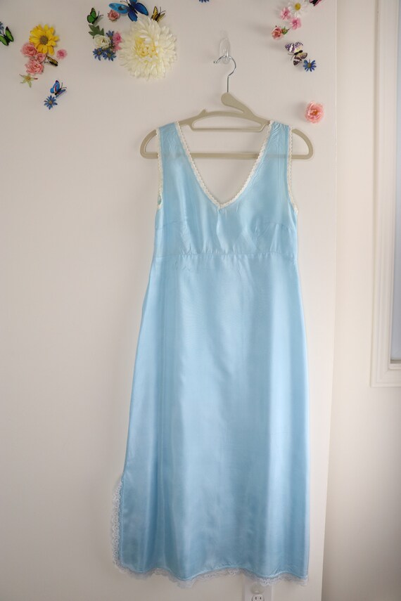 Vintage 40s 50s Light Blue Slip Lingerie - Long S… - image 4