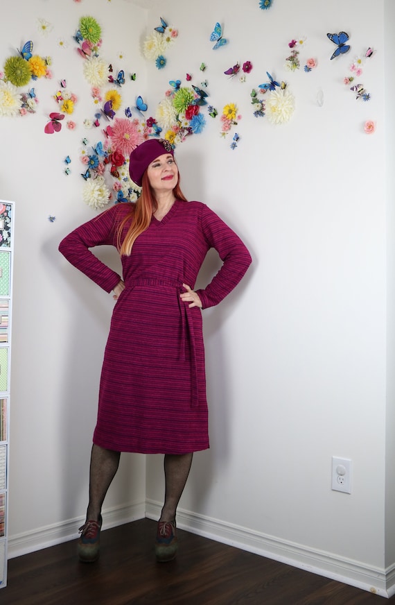 purple striped sweater dress Hand Knitted Made To Order Lacy Openwork Mohair Sweater Dress Black & Dark Grey Stripes Goth Visual Kei / Kera