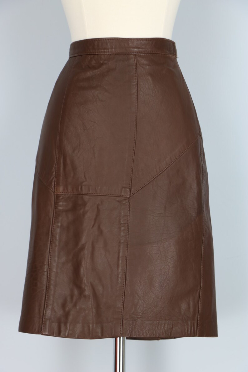 1980's Skirt Brown Leather Pencil Skirt Vintage Dark | Etsy