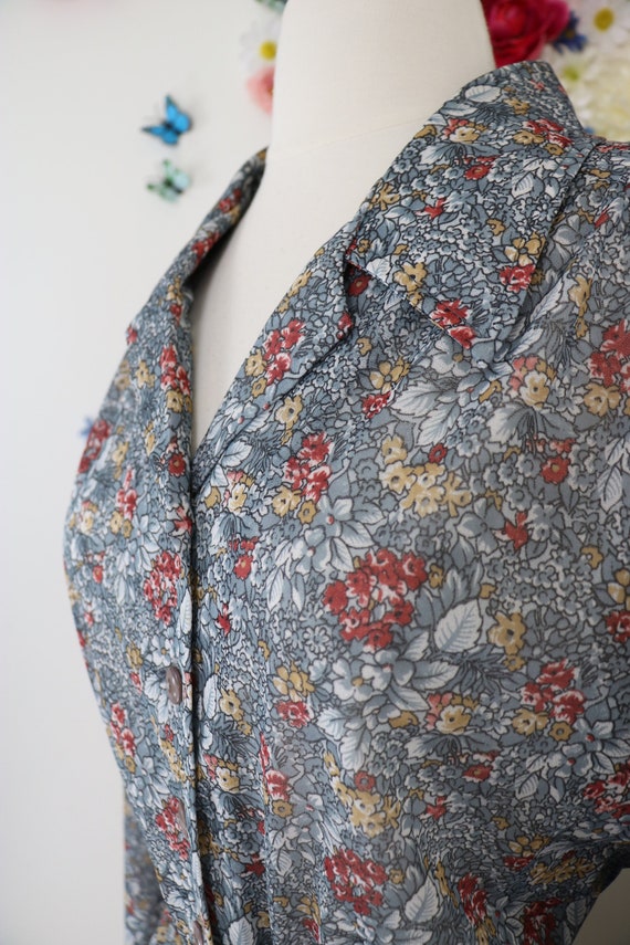 Vintage 70s Floral Secretary Day Dress - 1970s Ba… - image 1