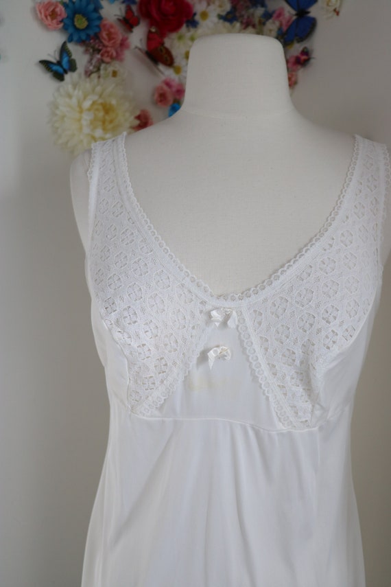 Vintage 70s 80s off White Slip Lingerie MICHEL Midi Dress Slip