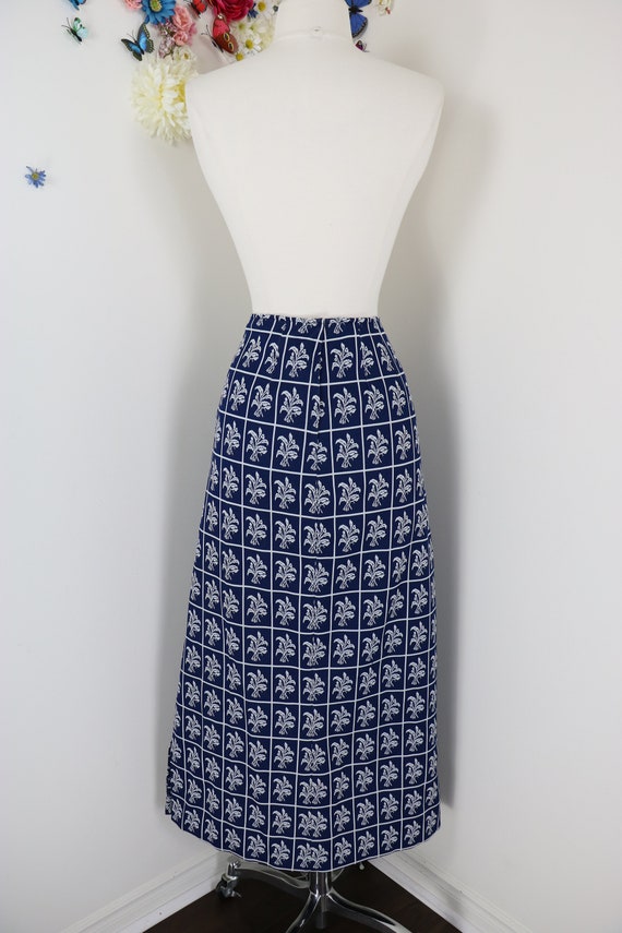 Vintage 60s 70s Maxi Prairie Skirt - 1970s Blue W… - image 10