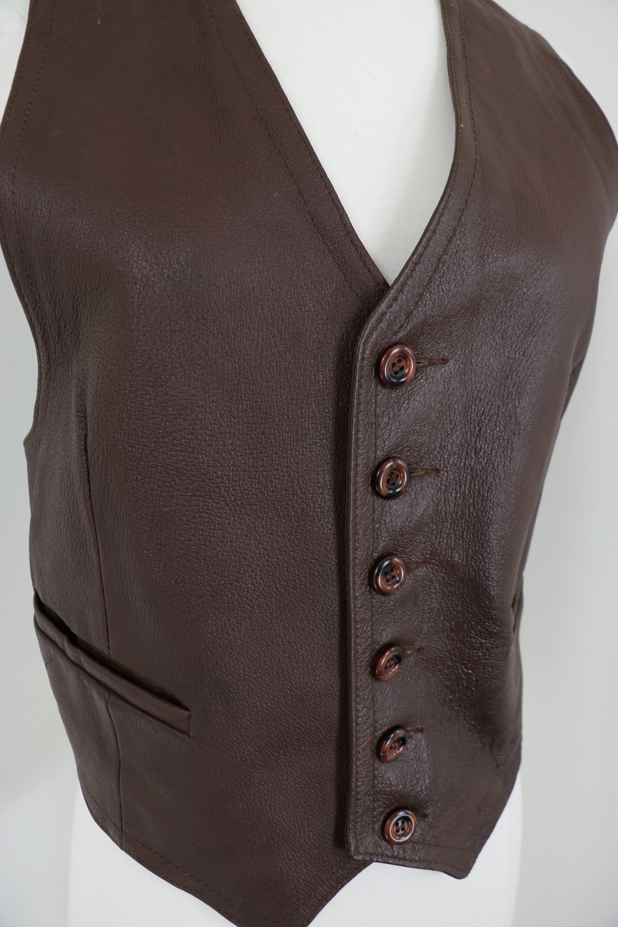 Vintage 70s Mens Leather Vest Brown 1970s LEATHER ATTIC Etsy