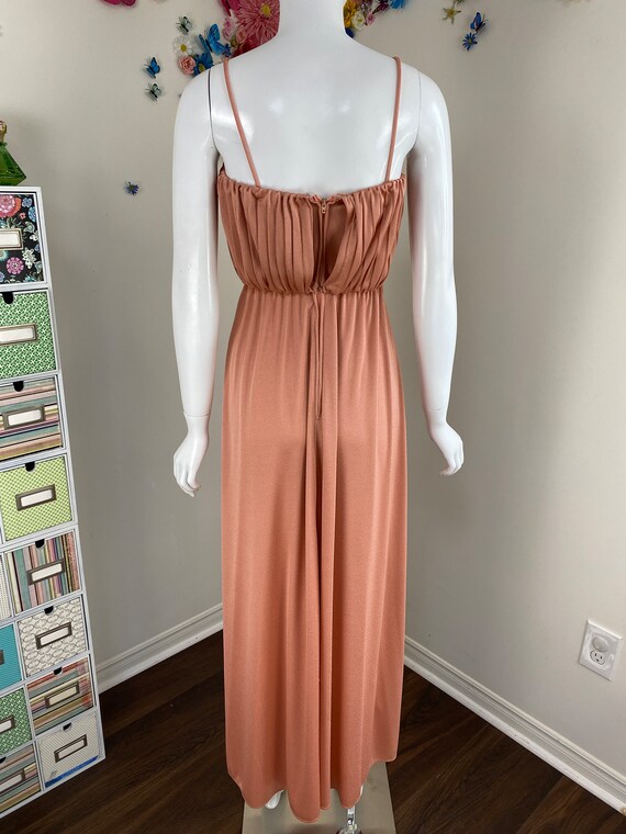 70s Dusty Rose Peach Maxi Dress With Duster Jacke… - image 3