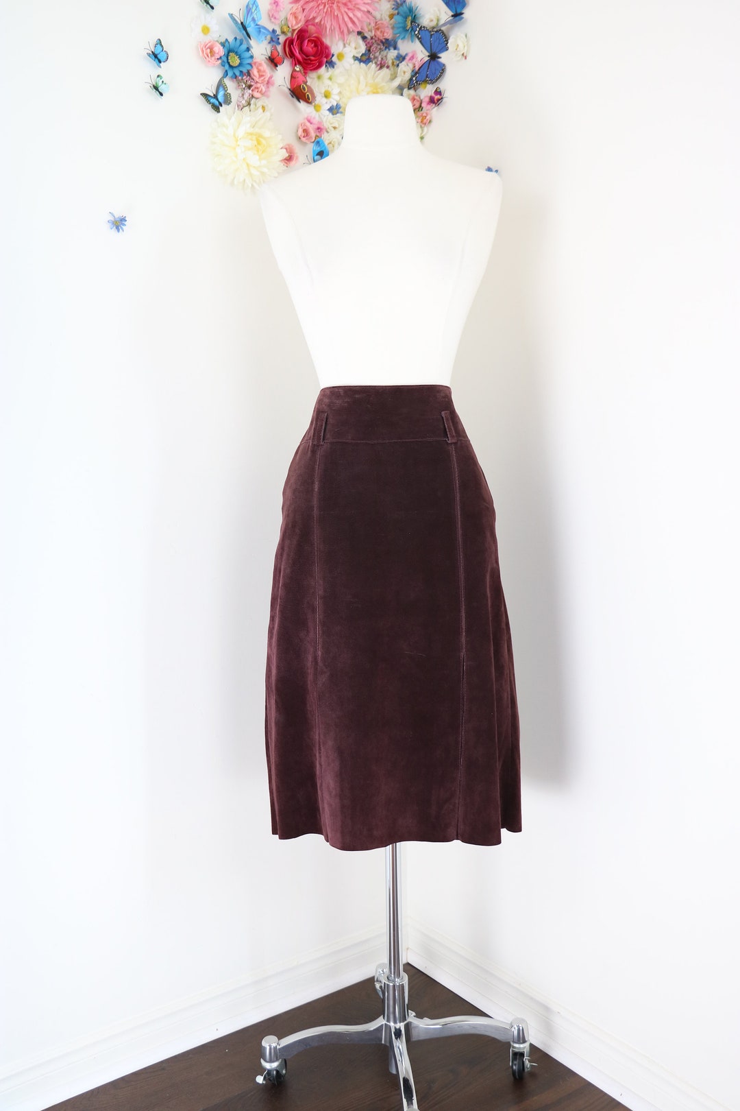 Suede Color Vintage Split Pencil Skirt main image 1