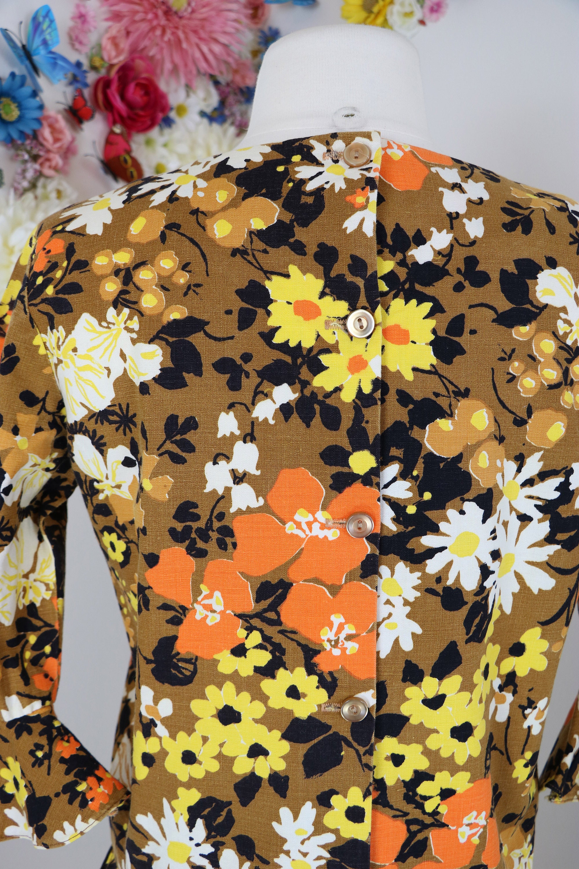 Vintage 1950 60s Blouse Floral Top Three Quarter Ruffle - Etsy Canada