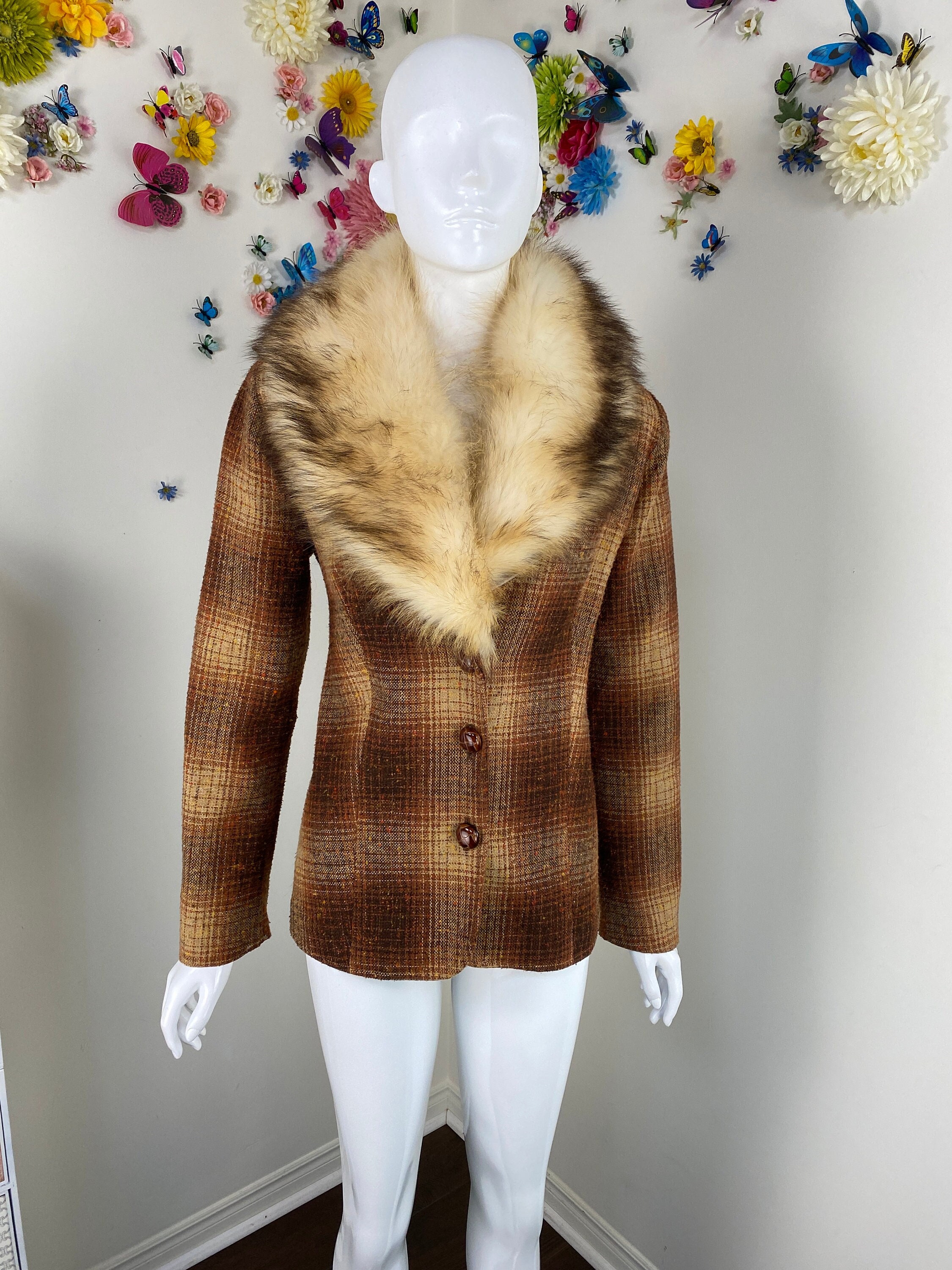 supreme コート　Fur Collar Tweed Coat Supreme Fur Collar Tweed Coat (FW15)