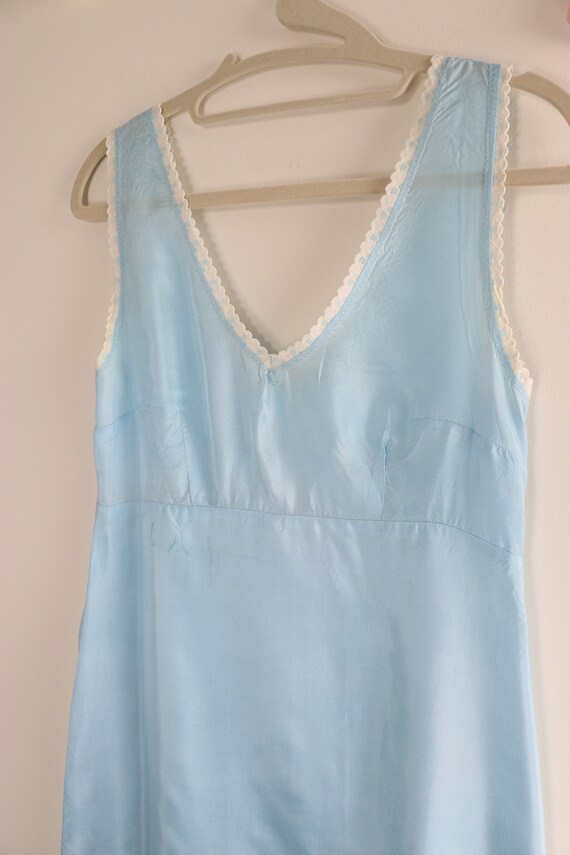 Vintage 40s 50s Light Blue Slip Lingerie - Long S… - image 3