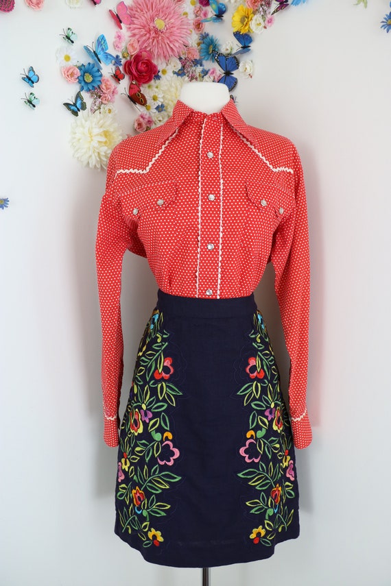 Vintage 50s 60s Polka Dot Rockabilly Country West… - image 4