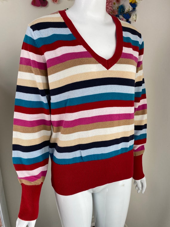 TOMMY HILFIGER Rainbow Striped Knit Pullover Top … - image 6