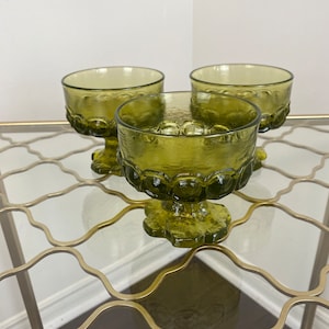 Tiffin Franciscan Glass Goblets Madeira Citron Green Sherbet Uranium Dessert Cups Set of 3 Vintage Kitchen Dining Home Gifts