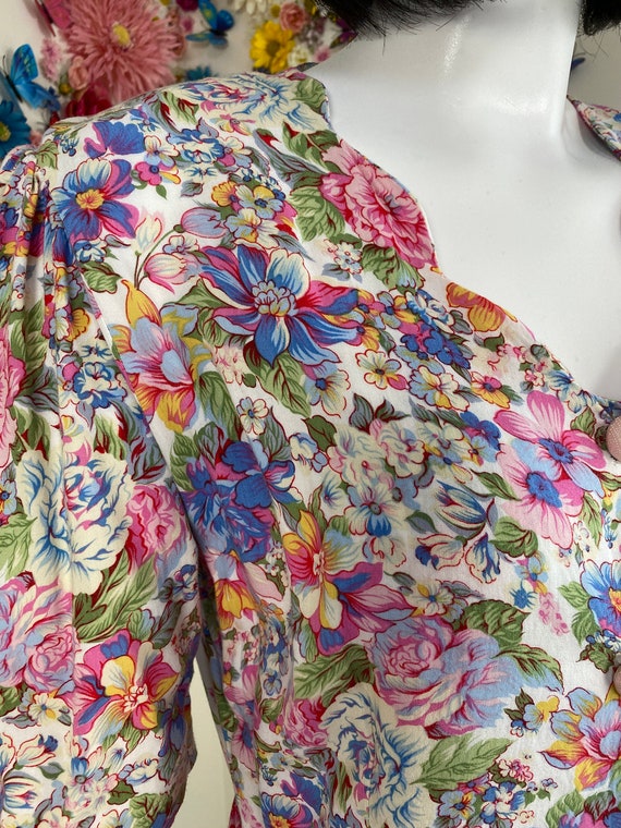 80s Floral Summer Dress - Vintage 1980s Cottageco… - image 2