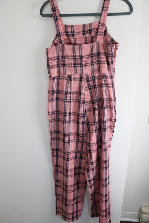 Pink plaid sale jumpsuit