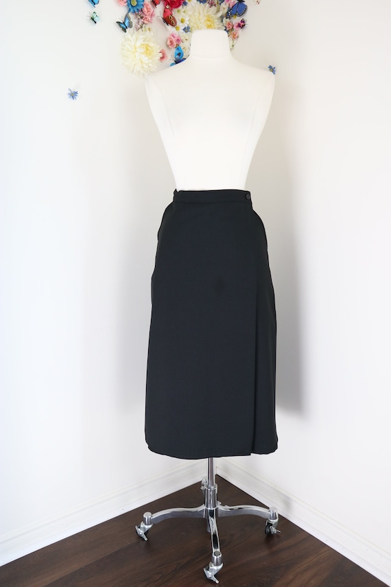 SWEETHEART Rockabilly Pin-up Navy A-line Mod Secretary Skirt Vintage 70s Blue Skirt Classic Wear To Work Day Wear XSSmall 26