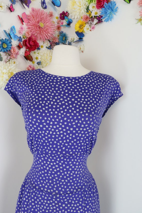 1980s Does 50s Vintage Polka Dot Wiggle Dress - B… - image 5