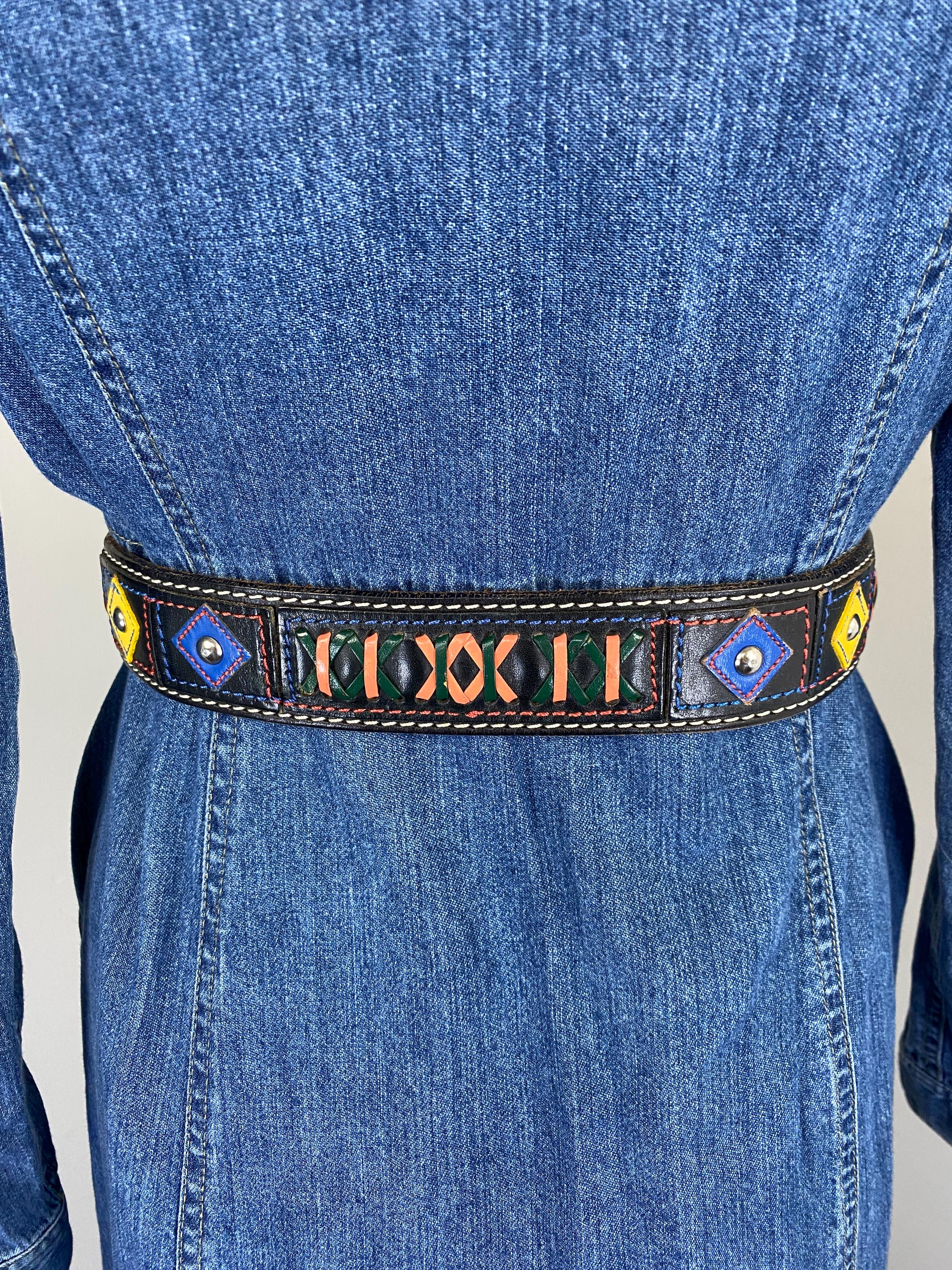 Boho Gap embellished leather studded belt size S Gap 1969 Studded Rhinestone Leather Belt Buckle Closure  main image 2
