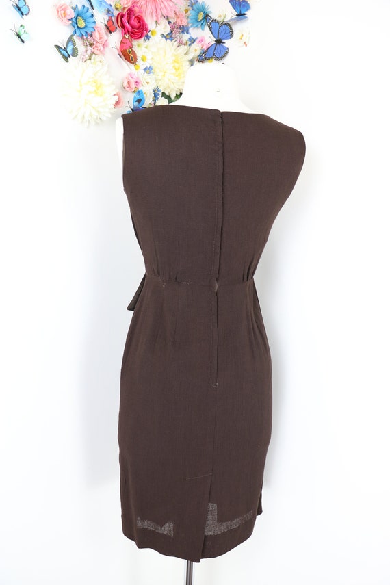 Vintage 1940s 50s Peplum Wiggle Dress - Dark Brow… - image 9