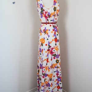 70s Abstract Floral Maxi Dress Vintage 1970s Boho Summer Maxi Dress L/XL image 5