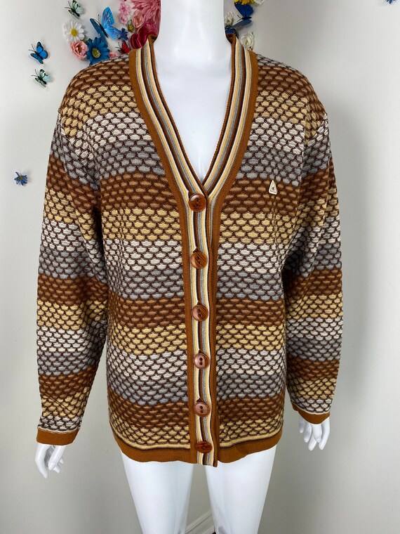 Vintage 70s Grandpa Sweater Cardigan - Vintage 19… - image 3