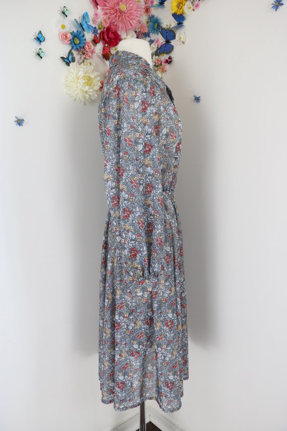 Vintage 70s Floral Secretary Day Dress - 1970s Ba… - image 8